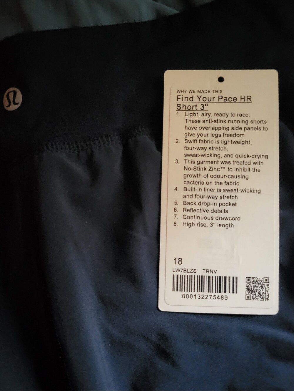 lululemon athletica Find Your Pace HR Short 3"~True Navy~Size 18